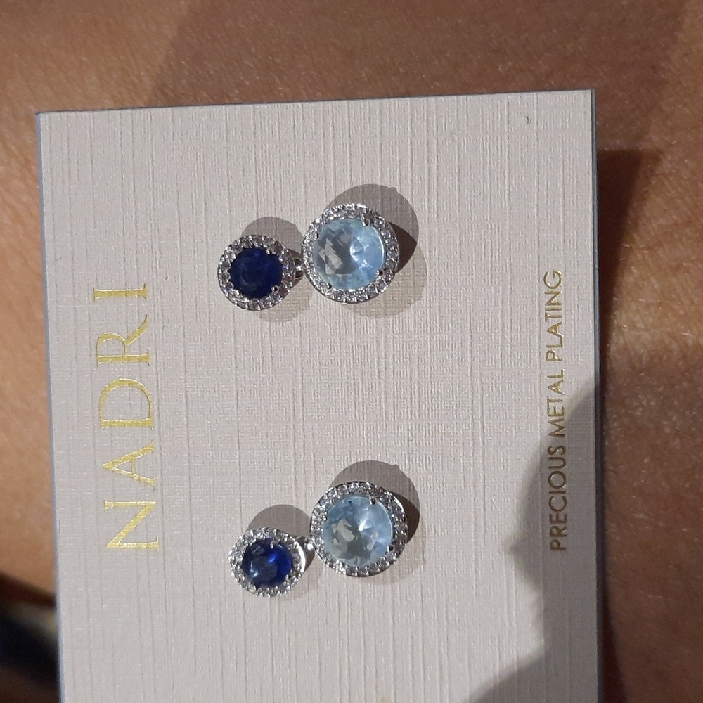 NWT NADRI AQUAMARINE & SAPPHIRE WEDDING EARRINGS